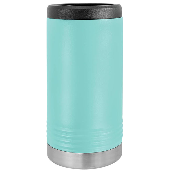Custom Engraved Stainless Steel Beverage Holder for Slim Cans and Bottles  Teal