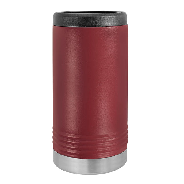 Versatile Custom Engraved Stainless Steel Beverage Holder for Slim Cans and Bottles Maroon