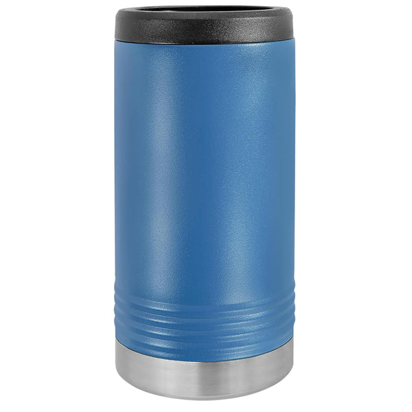 Custom Engraved Stainless Steel Beverage Holder for Slim Cans and Bottles Royal Blue