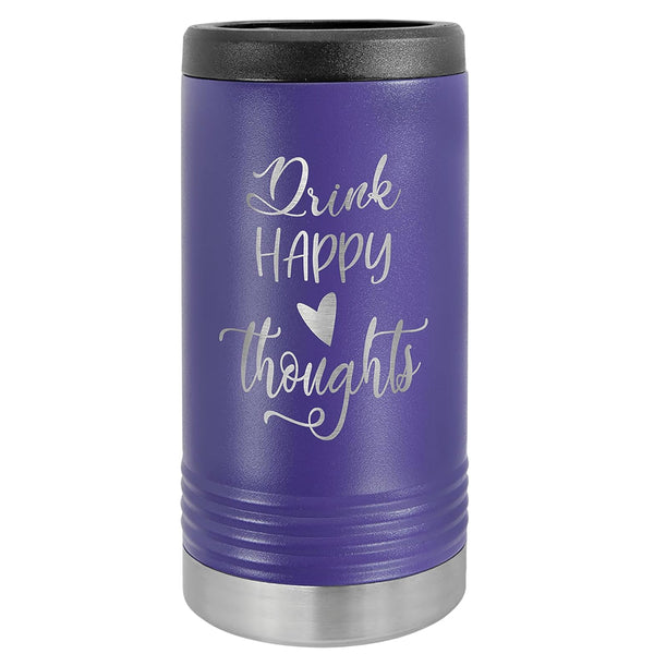 Custom Engraved Stainless Steel Beverage Holder for Slim Cans and Bottles Purple