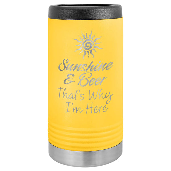 Custom Engraved Stainless Steel Beverage Holder for Slim Cans and Bottles  Yellow