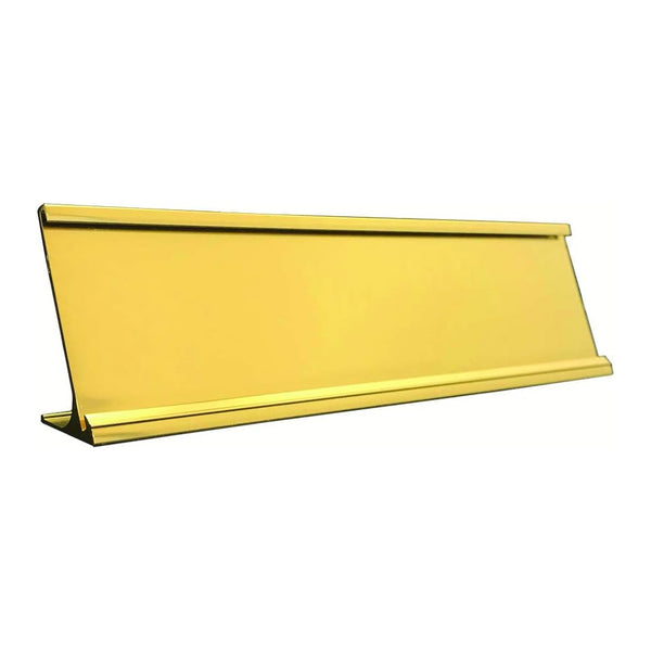 2" x 10" Aluminum Desk Name Plate Holder, Office Business Desk Sign Holder (Yellow Gold)