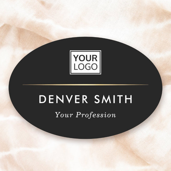 Elegant black classy divider custom logo name tag