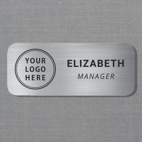 Classic Silver Business Logo Name Tag